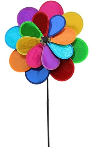 Guaber Mulini a vento Giardino Accento Resistente alle intemperie Decorazione Esterna Semplice Assemblaggio Attivato dal Movimento Combinazioni di Colori Multipli Esterno Ruota Mulini a Vento