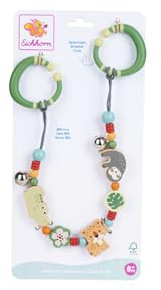 Eichhorn Baby Wagenkette BeWild - Kinderwagenkette mit 3 Tierfiguren, fördert Greifen und Wahrnehmung, aus FSC zertifiziertem Schimaholz und Silikon mit Metallelementen, 46 cm, ab 0 Monaten