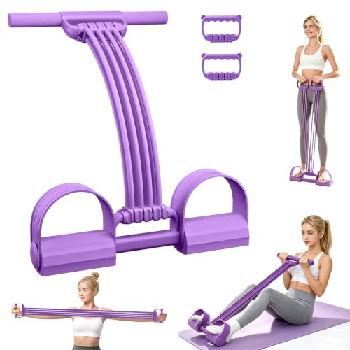LTFIOON 3 en 1 Banda de Resistencia con Pedal, 8 Tubos – Elige 1-8 Tubos según tu Fuerza, Asas Desmontables, Entrenador Abdominal para Todo el Cuerpo, Yoga y Fitness en Casa