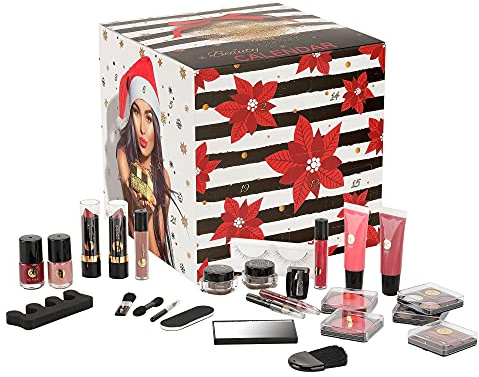 Accentra Kosmetik Adventskalender quadratisch für Teenager Mädchen & Frauen, 24 Nagelpflege & Make-up Kleinigkeit, abwechslungsreicher Beauty-Inhalt