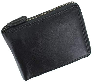 Visconti Patrimonio Camden Zip Intorno Portafoglio in pelle RFID e Tap and Go HT14 Nero