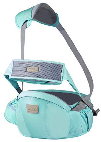 WPHH Babytrage Wanderer Taille Hocker Känguru Vorne Neugeborenen Baby Hüftsitz Kindertrage Mit Sicherheitsgurt Schutz, Alle Jahreszeiten, Perfekt Zum Wandern, Einkaufen, Reisen,Grün