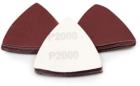 SPEEDWOX Lot de 30 papiers abrasifs triangulaires auto-agrippants grain 2000 80 mm pour outils oscillants, disques de ponçage triangulaires