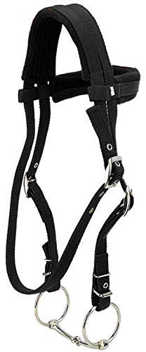 tooloflife Equestrian Horses Bridle with Rein Red Adjustable Horse Halter Harness Horse Headstalls horse bit with Soft Cushion (Large, Black)