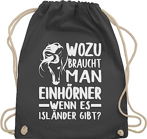Turnbeutel Rucksack - Pferde - Taschen - Wozu braucht man Einhörner, wenn es Isländer gibt? - Unisize - Dunkelgrau - stalltasche pferd pferdeliebhaber islandpferd sporttasche pferdebeutel reiten