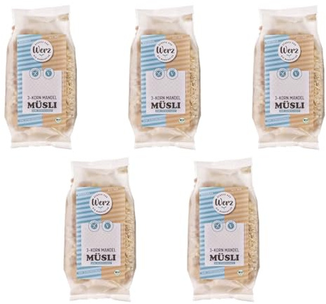 Werz - 3-Korn-Vollkorn-Mandel-Müsli glutenfrei - 400 g - 5er Pack