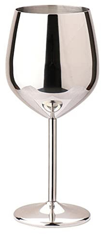 Verres à vin en acier inoxydable 1 pièce en verre à vin rouge avec manche en métal incassables pour vin blanc vin rouge verres à cocktails 500 ml argentés pour le vin le camping cadeau (clair)