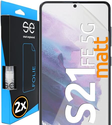 2x se® 3D SCHUTZFOLIE Entspiegelt für Samsung Galaxy S21 FE,Anti-Staub, 100% Fingerabdruck & FaceID kompatibel, einfache blasenfreie Installation, Ultra-Klar, Stoß-Kratzfest, aus Deutschland