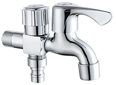 Doppel Wasserhahn Eckventil Für Waschmaschine, Spülmaschine, Garten - Legierung Absperrventil Mit Zwei Ausgängen Für Haushalt Und Industrie