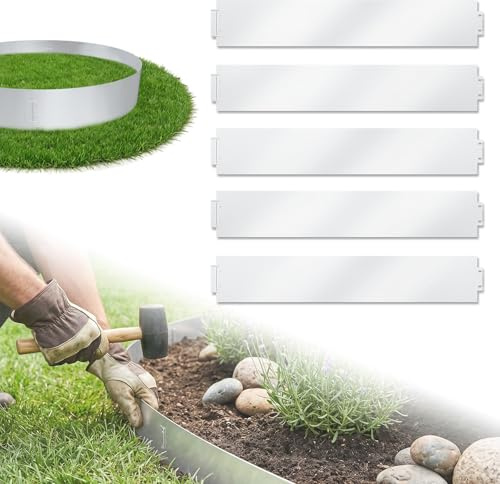 ACXIN Bordure de pelouse en métal galvanisé - 10 x 18 cm - 100 x 18 cm - Pour plantes de jardin - Galvanisé