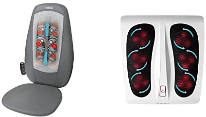 HoMedics Shiatsu-Massagesitz & Shiatsu Fußmassagegerät Elektrisch - Massagegerät für Füße inkl. 18 Massageköpfen, tiefenwirksame Fußpflege mit Wellness Wärmefunktion - Weiß