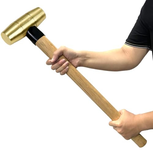 WEDO Club Hammer, Sledgehammer, Brass Hammer with Wooden Handle, Non-Magnetic, Die-Forged, Corrosion Resistant, DIN Standard, 10lb(4500g), 35(900mm)