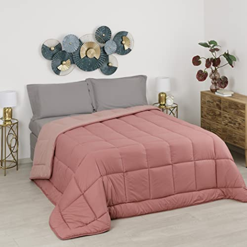 Baroni Home Couette d’Hiver en éco-Plume, Boutis Chaud et Doux 350gr/mq, hypoallergénique, Anti-acarien, édredon Respirant, Matrimoniale 260x260 cm, Couvre-Lit Rose
