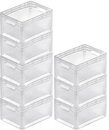 PROREGAL SuperSparSet 8x Transparenter Eurobehälter LightLine mit offenem Griff | HxBxT 22x30x40cm | 24 Liter | Eurobox, Transportbox, Transportbehälter, Stapelbehälter