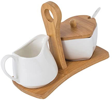 Sucrier En Céramique Avec Cuillère Et Pichet À Crème Plateau Pour Hôtel Et Maison