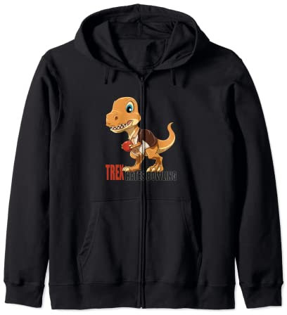 Bowling Dino Strikes Again - Funny Bowling T-Rex Zip Hoodie