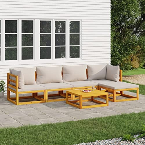 Tidyard 6-TLG. Gartenlounge Set, Balkon Lounge Sofa, Gartensofa Lounge, Terrassensofa, Loungesofa Outdoor, Loungemöbel Garten Holz, Gartenmöbel für Draußen, Massivholz