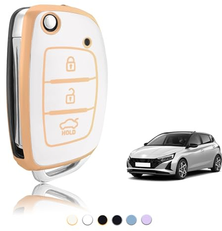 TOOMUME Schlüsselhülle TPU, Autoschlüssel Hülle Kleine Größe Passt für Hyundai i10 i20 i30 i20n ix20 ix35 Santa Fe Tucson Elantra Accent Sonata, Schlüsselcover Schutz Schlüsselgehäuse - Flip S Key