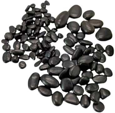 Fenteer Ciottoli, Decorazioni da Giardino Pietre di Roccia di Fiume Multifunzionali Lucidate Fai-da-Te, Rocce Decorative per Vasi Vasi Paesaggistici Giardino, Nero da 1 a 2 cm