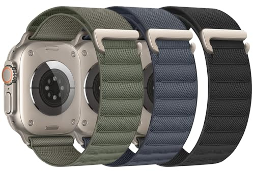 3 Pack Alpine Loop Compatible with Apple Watch Straps 45mm 44mm 46mm 49mm 42mm for Women Men, Nylon Sport Loop Replacement Band mit C-Hook for iWatch Ultra 3 2 1 SE Series 11 10 9 8 7 6 5 4 3 2 1