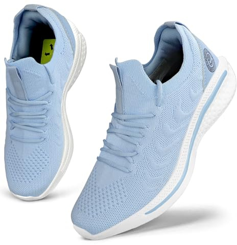 Giniros Laufschuhe Damen Sportschuhe Turnschuhe Running Sneaker Gym Schuhe | Atmungsaktives Mesh, Slip-On Mit Schnürung, Memory-Schaum, Rutschfeste EVA-Sohle, Leicht, Arbeit, Reise, Sport, Gehen, Lauf