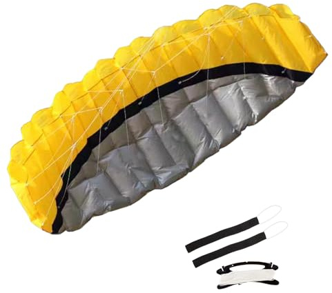 2.5m gelb, Zweileiner Matte, Drachen für Kinder und Erwachsene, 2x25m auf Winder mit Schlaufen