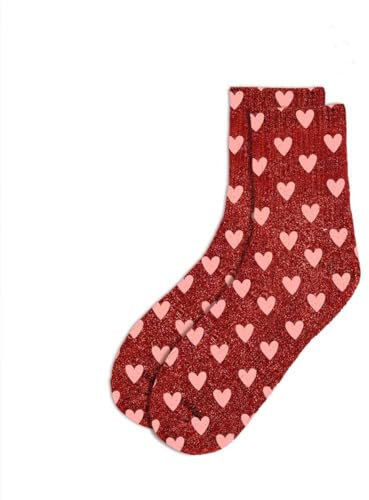 STC, Chaussettes paillettes courtes - Rouge Coeur (taille unique 36-42)