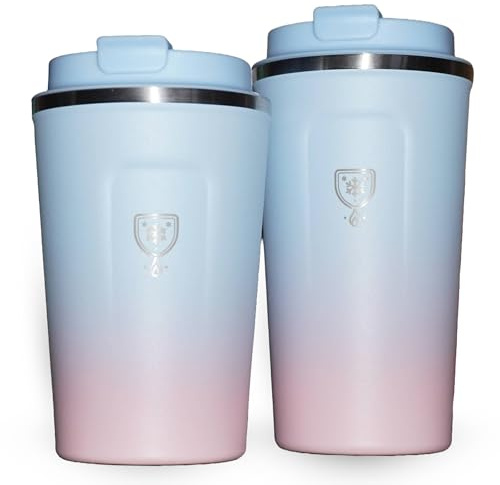 TempGuard Gradient Insulated Travel Mug | 380ml/510ml Stainless Steel Leak-Proof Cup for Hot & Cold Drinks | Stylish Non-Slip Design for Office, Home, Travel & Outdoors (Bubblegum, 380ml)