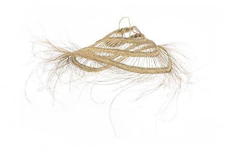 Pantalla Lámpara de Suspensión de Mimbre, Ratán. Hecha a Mano en Marruecos con Fibra Natural, Marrón Claro, Lámpara colgante Parasol, Sombrilla. 60x13 cm
