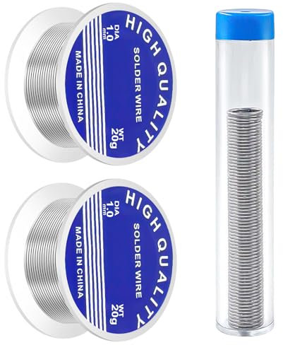 3Pcs Soldering Wire, Practical Solder Wires with Rosin Core, Low Melting Electronic Soldering Wire on Roll, Solder Wire with Flux for Electric Repairing (20g/1.0mm, 8g/0.8mm Solder Tin Wire)