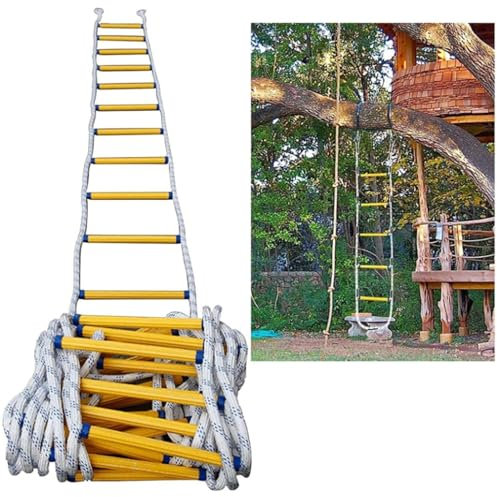 Rope Ladder Fire Escape Windows And Balconies Quick Use In The Fire, Safety Ladders Carabiners, Compact & Reusable Nylon Escape Ladders(115FT/35M)