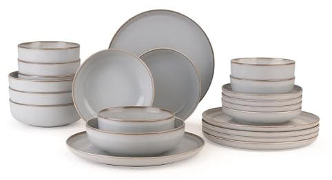 Kütahya Porselen Moderna Geschirrset 24-teilig für 6 Personen – Grau Porzellan Tafelservice | Spülmaschinenfest, Modernes Design für Alltag & Anlässe
