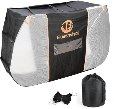 JSCARLIFE Bike Cover for Transport 2 Bikes,600D PU Coating Bike Cover for Outside Storage Anti Dust rain Snow and UV Protection Covers Bicycle Rack Covers for Travel Storage