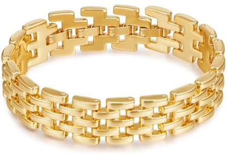 TOVABA Damen Armreif Armband Gold – Gliederdesign Armband Für Frauen, Hautfreundlich, Kein Verblassen, Eleganter Modeschmuck Für Alltag & Business Outfits