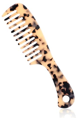Peigne à dents larges, grand peigne démêlant, professionnel, pour femme, antistatique, convient aux cheveux bouclés et longs (imprimé léopard léger)