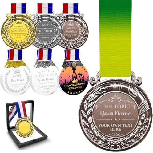 Morlavid Medaille mit Gravur für Auszeichnungen Medaille Personalisiert Logo Text Name Medaillen Selbst Gestalten