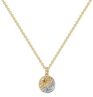 GAUEIOUR Colgante con dije de Sol y Luna con aleación bañada en oro y plata, dije de animal, colgante de moda, collar para mujer, joyería DIY para el día de la madre y el día de San Valentín