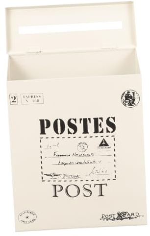 DEARMAMY Cassetta Postale e Vintage da Esterno in Ferro Beige e Stile Americano da Parete, Leggera Design Semplice per Giardino