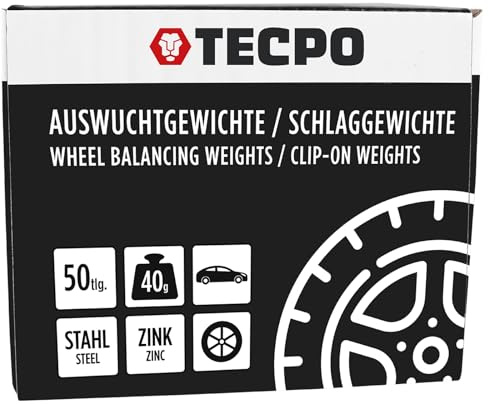 TECPO Schlaggewichte Zink Auswuchtgewichte 40g x 50 Wuchtgewichte für Stahlfelgen korrosionsbeständig Radwuchtung Auswuchtmaschinen