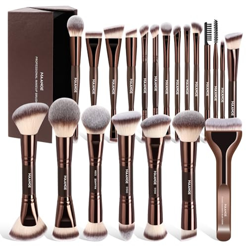 MAANGE Pinselset Make Up Pinsel Set, 21 Schminkpinsel mit Geschenkbox, 40-in-21 Duo-End Make up Pinsel Für Foundation Puder Lidschatten Concealer Blush, Kaffee Gold