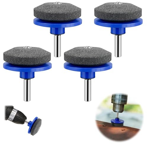 Jiaoshou Pan 4 Pièces Aiguiseur Lame Tondeuse,Affuteur de Lames de Tondeuse | Universel Affûteur d'outils de Jardin pour Perceuses Manuelles, Affuteur Lame Tondeuse à Gazon (Bleu)