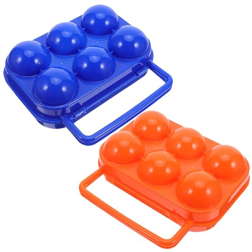 KOMBIUDA Caja Protectora para Huevos 12 Unidades 6 Azul 6 Naranja de Plástico Resistente Huevera Reutilizable para Refrigerador y Camping Organizador Portátil para Almacenamiento