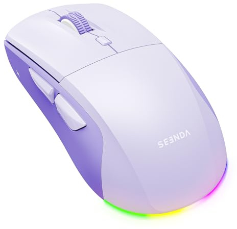 seenda Ratón Bluetooth inalámbrico, Bluetooth y Modo Dual USB de 2.4G, LED Recargable, clics silenciosos, Mouse portátil ergonómico para Laptop, iPad, MacBook y Dispositivos Apple, Violeta