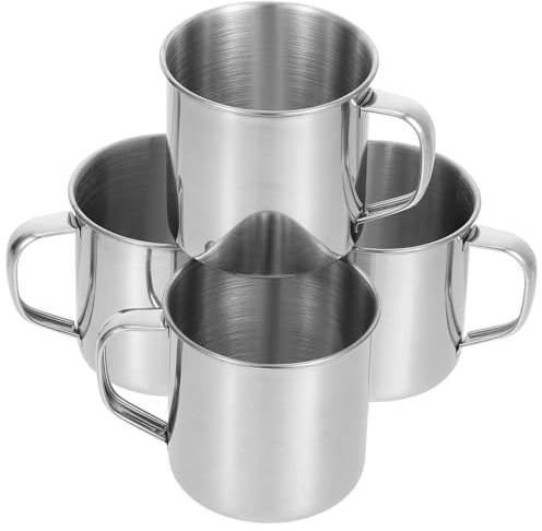 BESPORTBLE Ensemble 4 Tasses à Café en Inox Poignée, 7 CM, pour Usage Extérieur comme Camping et Randonnée, pour Café et Thé