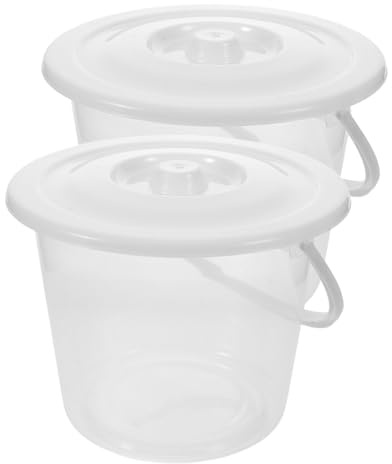 FRCOLOR Lot de 2 Urinoirs Portables Unisexes en Plastique Épais Transparent 3,5 L avec Graduations Précises et Couvercles Étanches, Seaux de Recueil D'urine pour Personnes Âgées,