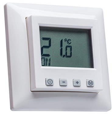 Halmburger digital Raumthermostat ERD55rg mit großem Display inkl. Gira Standard 55 1-Fach Rahmen 021103 in reinweiß Glanz für Fußbodenheizung Stellantriebe 230V stromlos geschlossen (NC)