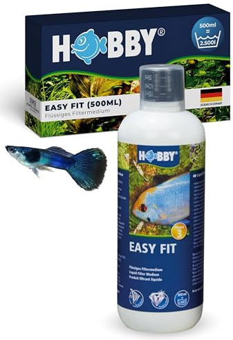 HOBBY Aquaristik Easy Fit I 500 ml I Natürliches flüssiges Filtermedium für kristallklares Wasser I Entfernt Schadstoffe I Wasseraufbereiter für Aquarien I Filtermittel für gesunde Fische & Pflanzen