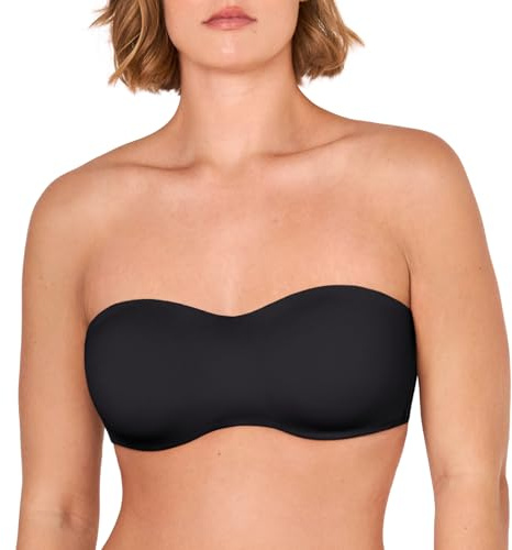 DELIMIRA Donna Reggiseno Senza Spalline Minimizer con Ferretto Invisibile Senza Imbottitura Taglie Forti Nero 6D