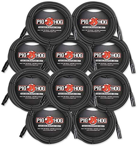 Pig Hog PHM25 25' ft XLR 8mm Tour Grade Mic Cable (10-Pack)
