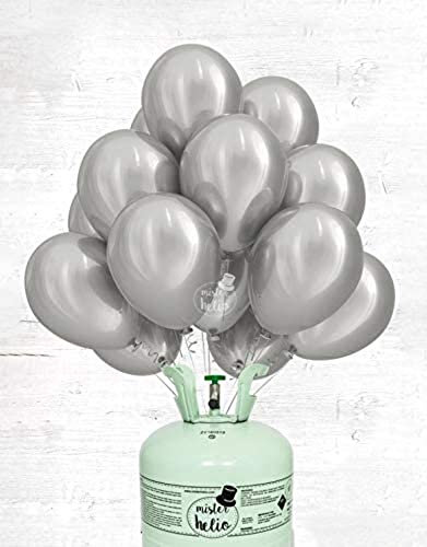 Bombona de Helio Mister Helio + Globos látex Plata